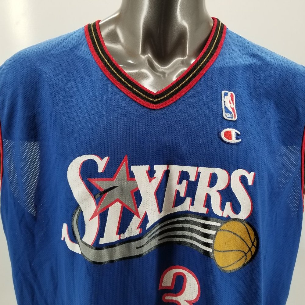 Vintage Champion Philadelphia Sixers ALLEN IVERSON NBA Basketball Jersey Men 48 - Picture 5 of 10